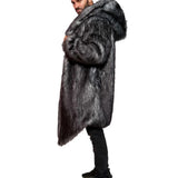 Arthur Men's Fur Chinchilla Hooded Long Coat in Tissavel French Fur
