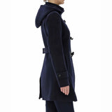 Women’s Wool Blend Navy Blue Hooded Duffle Coat