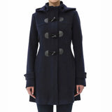 Women’s Wool Blend Navy Blue Hooded Duffle Coat