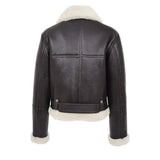Women’s winter shearling aviator jacket in black leather
