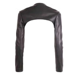 Women's Belted Black Leather Bolero Jacket