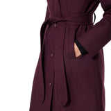 Women’s Burgundy Long Belted Wool Blend Coat