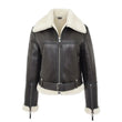 Women’s black B3 belted shearling aviator jacket
