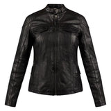 Susan Womens Black Leather Biker Jacket