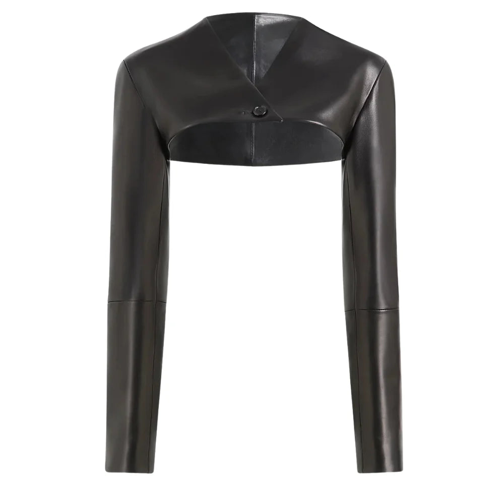 Women's Black Leather Bolero Jacket