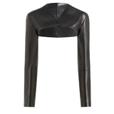 Women's Black Leather Bolero Jacket