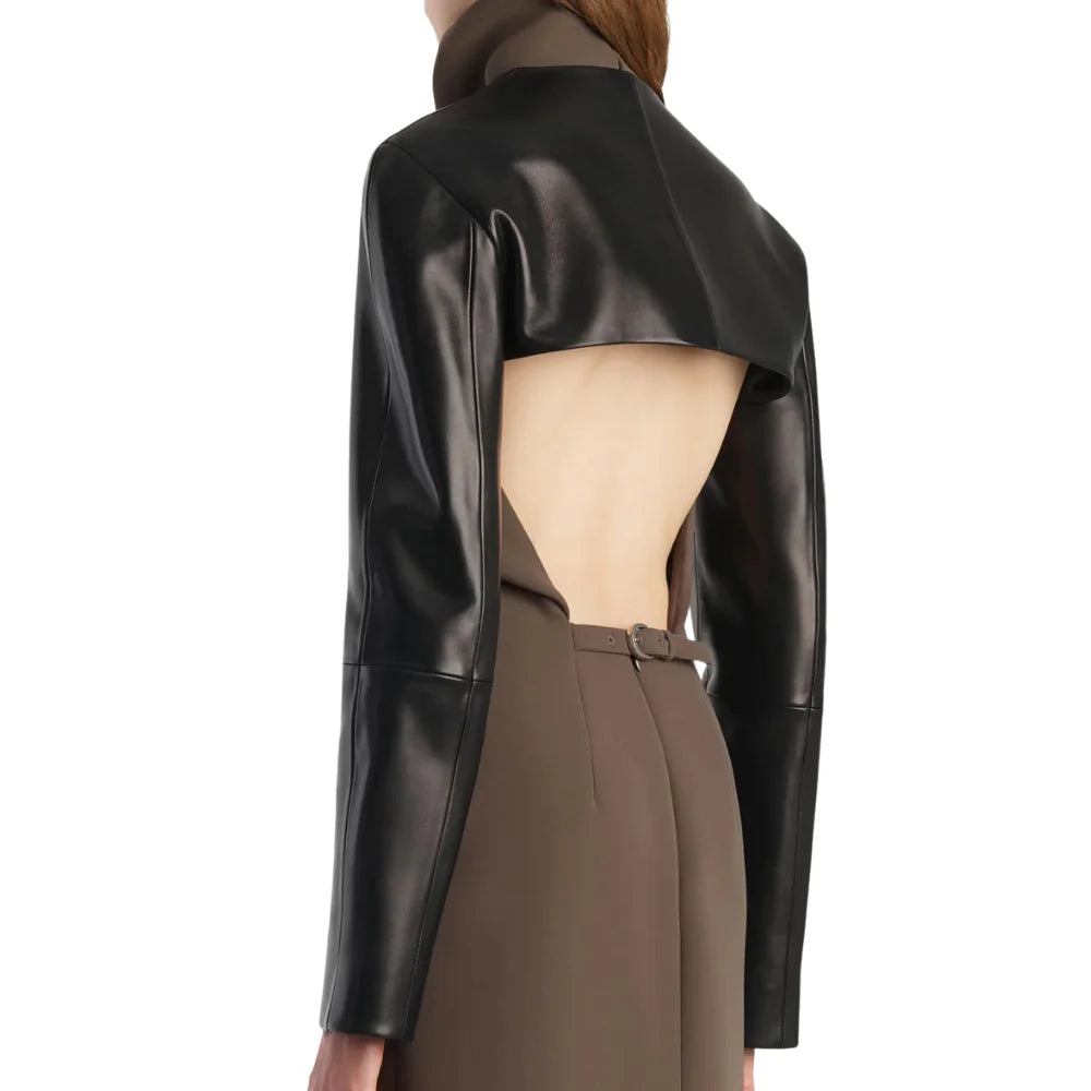 Women's Black Leather Bolero Jacket