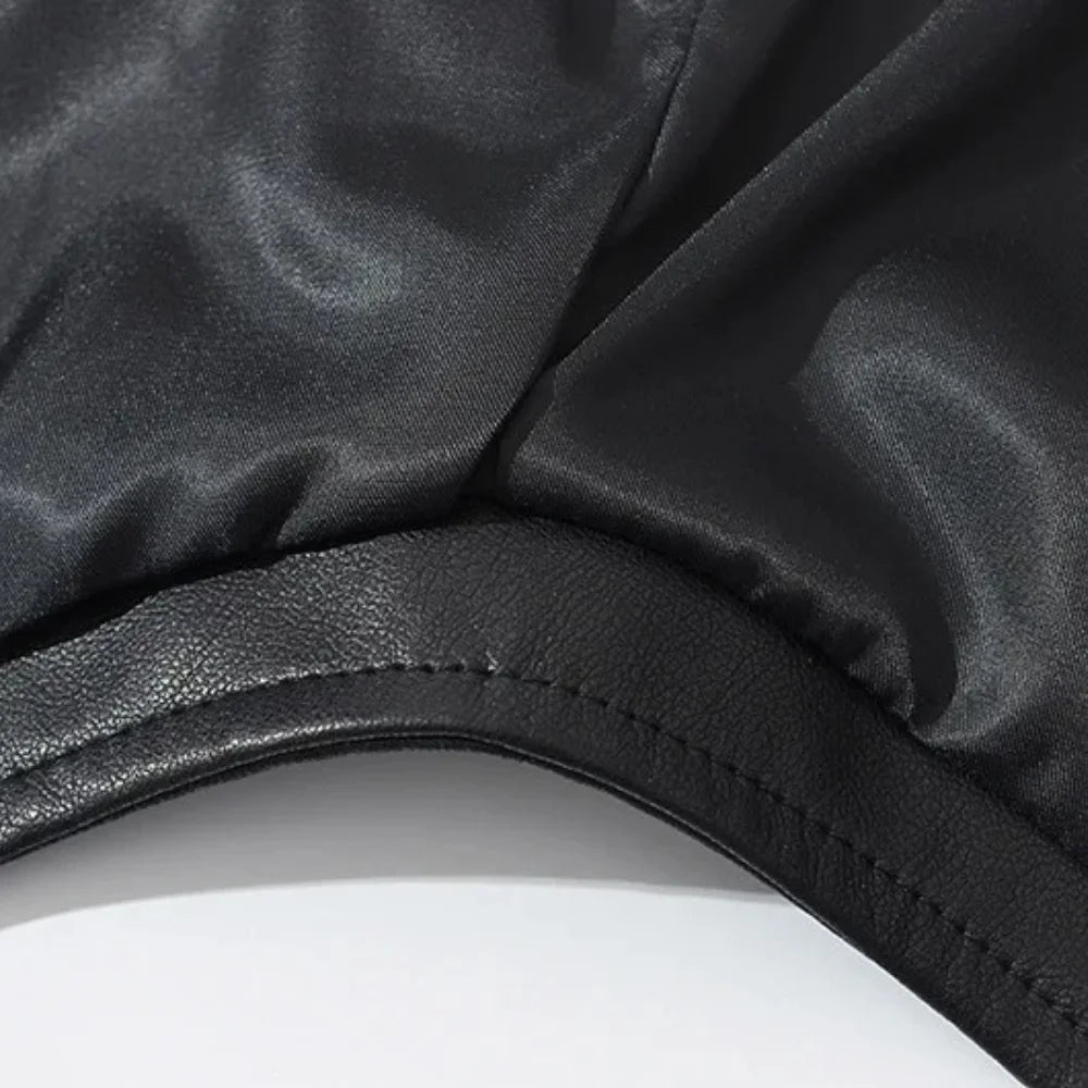 Women's Black Leather Bolero Shrug Jacket