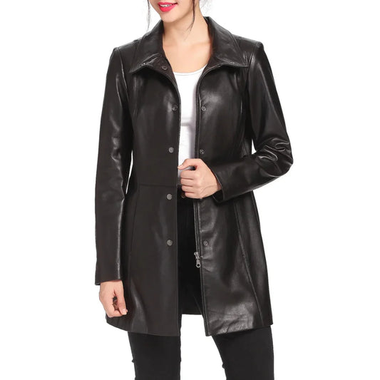 womens-black-leather-car-coat