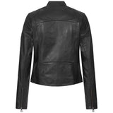Women's Quilted Black Leather Biker Jacket