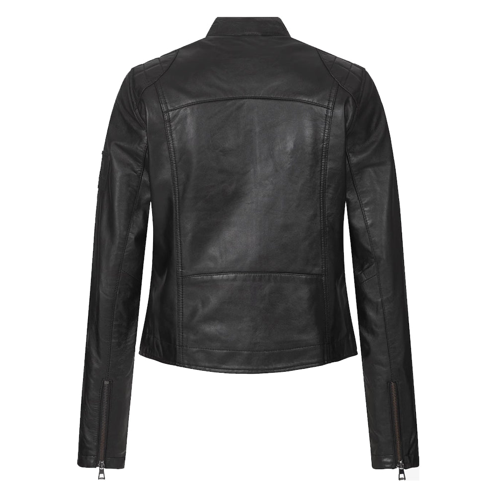 Olivia Slim Fit Womens Black Leather Moto Jacket