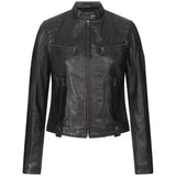 Women's Quilted Black Leather Biker Jacket