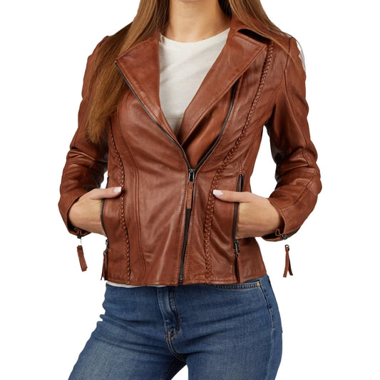 womens-brown-biker-leather-jacket
