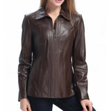 womens-brown-leather-jacket-shirt-collar