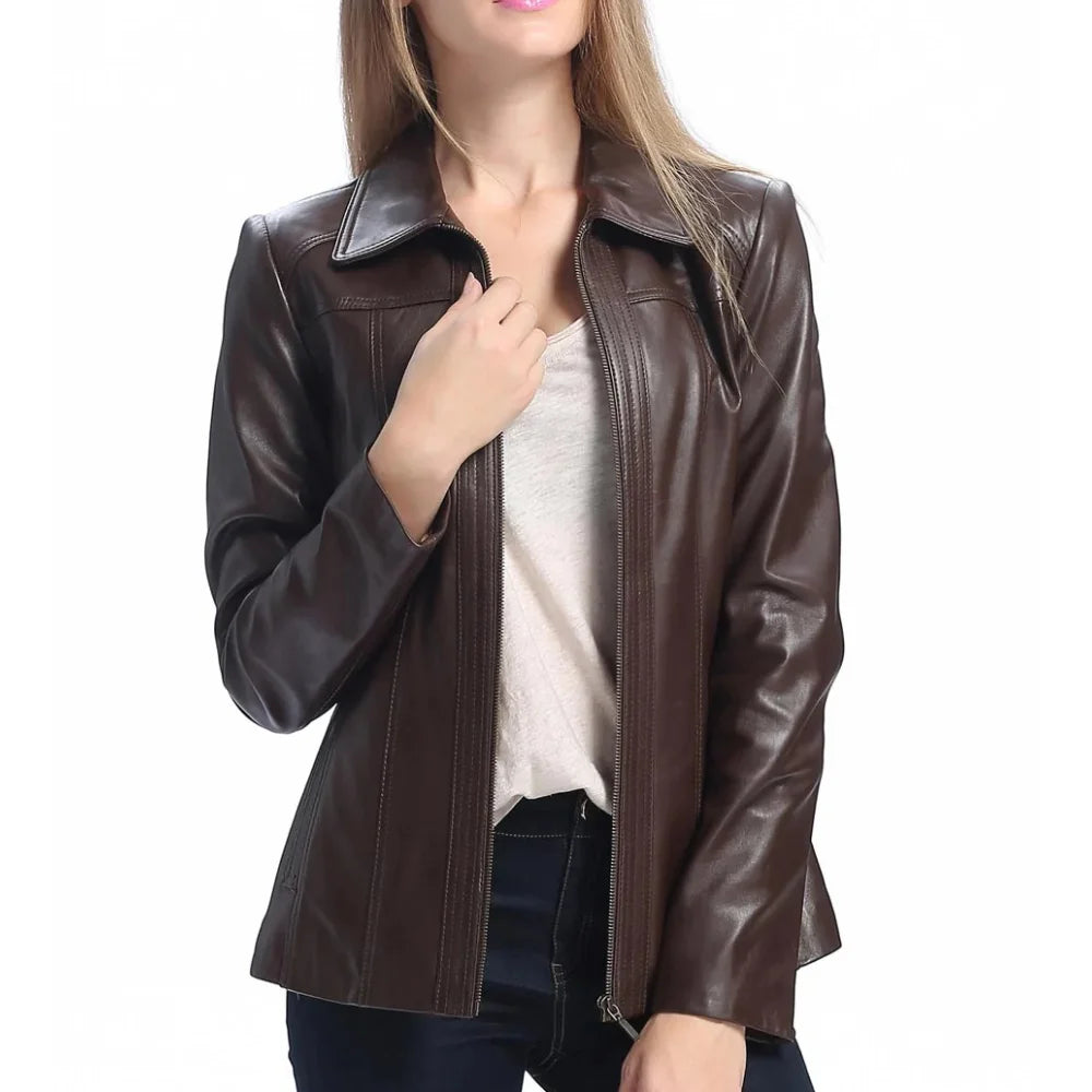 womens-brown-shirt-collar-leather-jacket