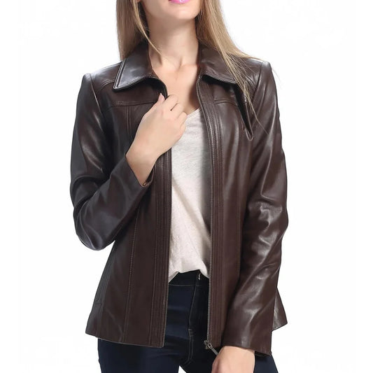 womens-brown-shirt-collar-leather-jacket