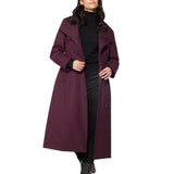 Women’s Burgundy Long Belted Wool Blend Coat