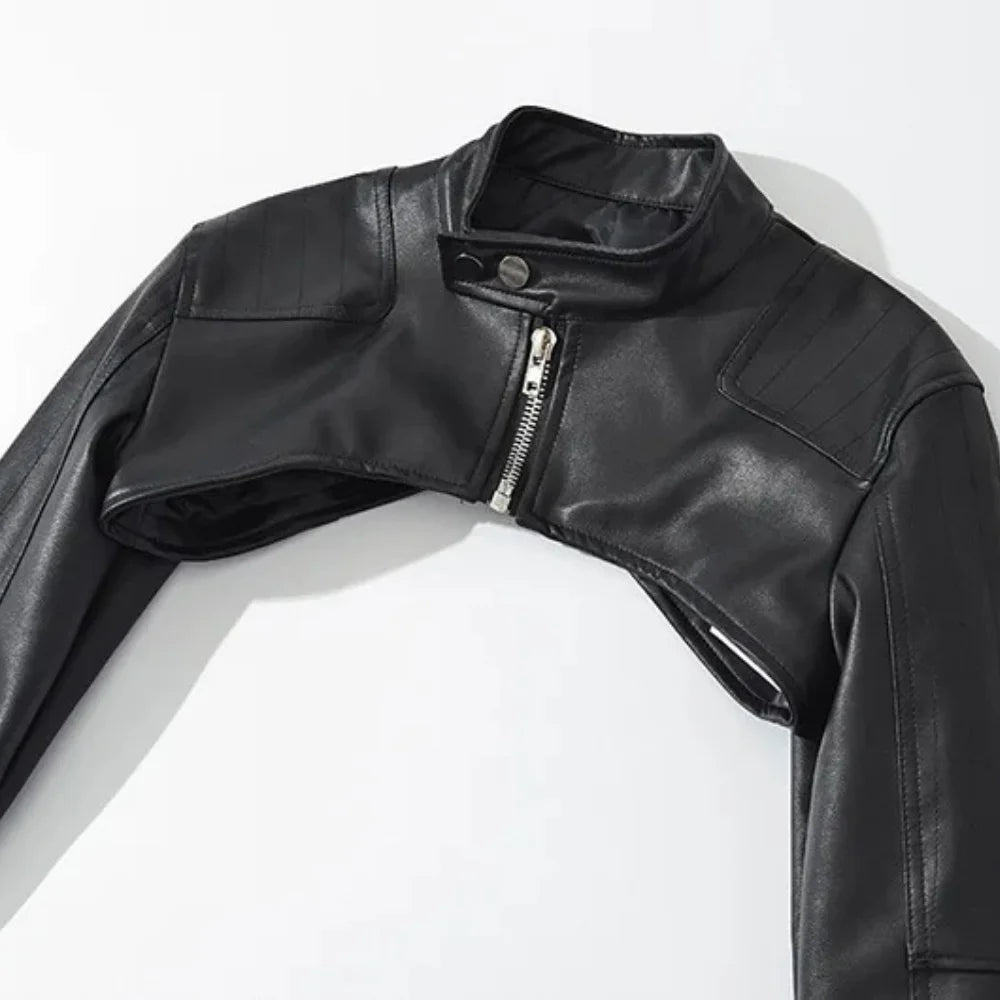 Women's Black Leather Bolero Shrug Jacket