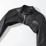Women's Black Leather Bolero Shrug Jacket