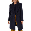 Women's Classic Dark Blue Double-Breasted Wool Trench Coat