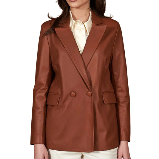 womens-double-breasted-tan-leather-coat