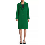 Women's Green Long Single Breasted Wool Coat