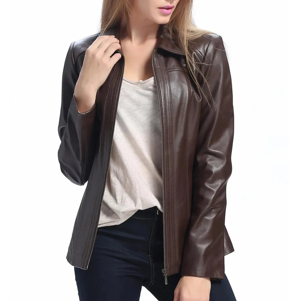 womens-leather-jacket-brown-shirt-collat