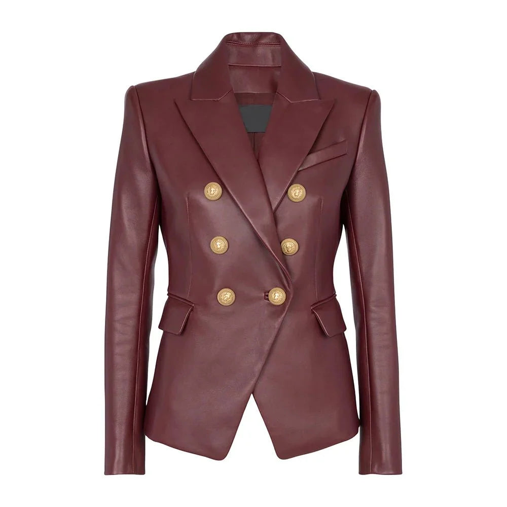 womens-maroon-leather-blazer