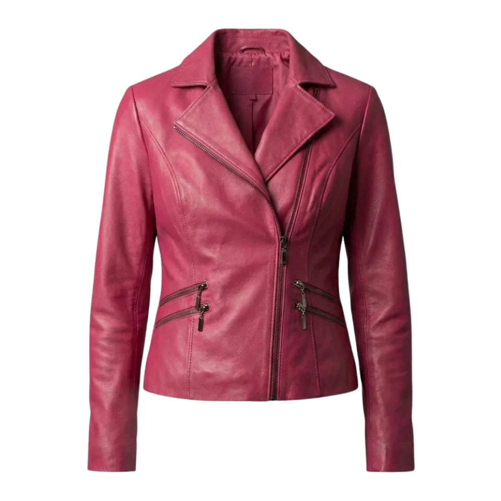 womens-pink-leather-biker-jacket