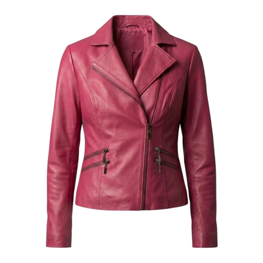 womens-pink-leather-biker-jacket