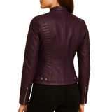 Women Slim Fit Biker Leather Jacket