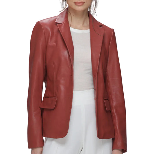 womens-red-leather-blazer-jacket
