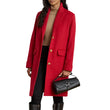 Women's Red Single Breasted Red Wool Blend Coat