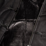 Women's Black Sheepskin Duffle Coat With Detachable Hood