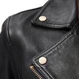 Women’s sheepskin leather jacket with turned-down collar