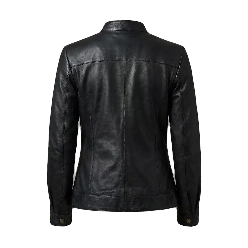Women's Slim Fit Black Leather Jacket
