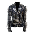 Spikes Studded Black Ladies Brando Leather Jacket