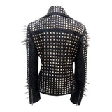 Spikes Studded Black Ladies Brando Leather Jacket
