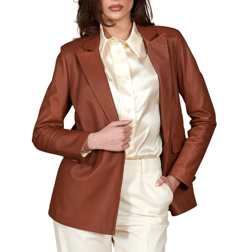womens-tan-leather-blazer