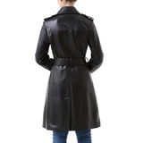 NewYork Women's Black Lambskin Double Breasted Belted Trench Coat