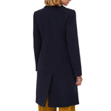Women's Classic Dark Blue Double-Breasted Wool Trench Coat