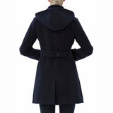Women’s Wool Blend Navy Blue Hooded Duffle Coat
