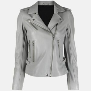 Ashley Biker Grey Leather Jacket Women's