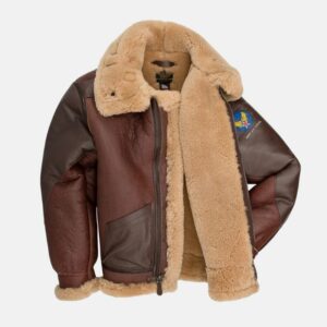 Aviator-RAF-Fur-Shearling-B3-Maroon-Leather-Jacket-for-mens