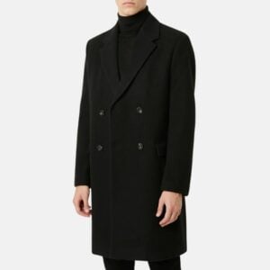 Black Double Breasted Trench Coat Men's