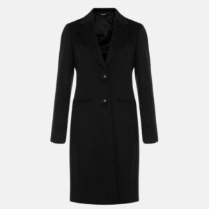 Classic Black Wool Long Coat Womens