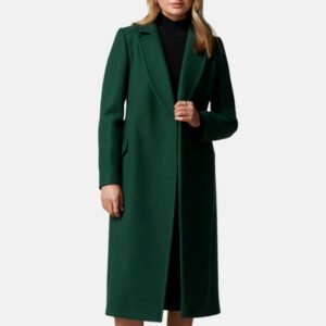 Green Long Woolen Coat Women's