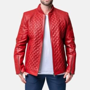 mens-red-croco-quilted-style-bomber-jacket