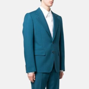 Teal Blue Tailored Fit 2 Piece Suit For Men