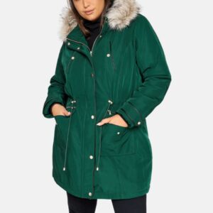 women-forest-green-fur-trim-hooded-parka-coats